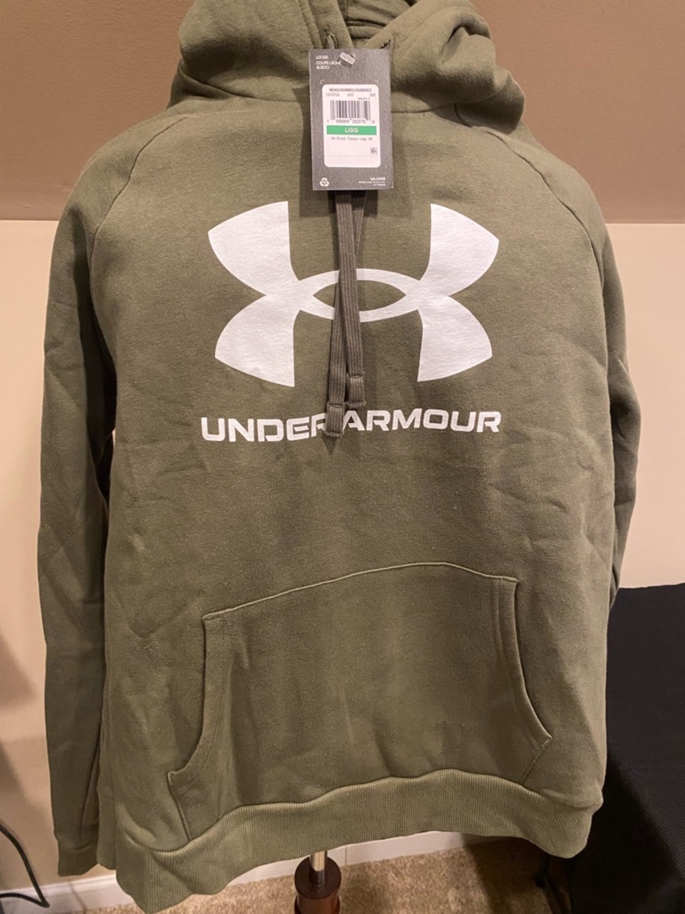Under Armour Olive Green Hoodie with White Logo